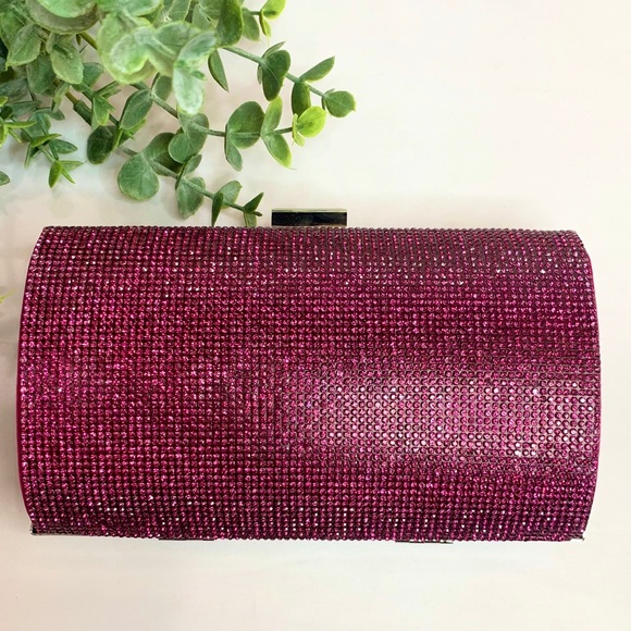 INC Ranndi Sparkle Clutch Fuchsia Crossbody Bag - Picture 2 of 12